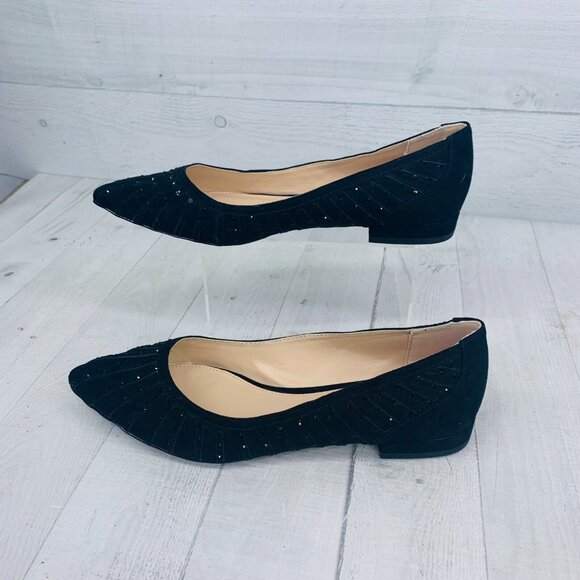 Michael By Michael Shannon SINDY Black Beaded Pointed Toe Slip On Flat Shoe Sz 7 - Picture 5 of 9